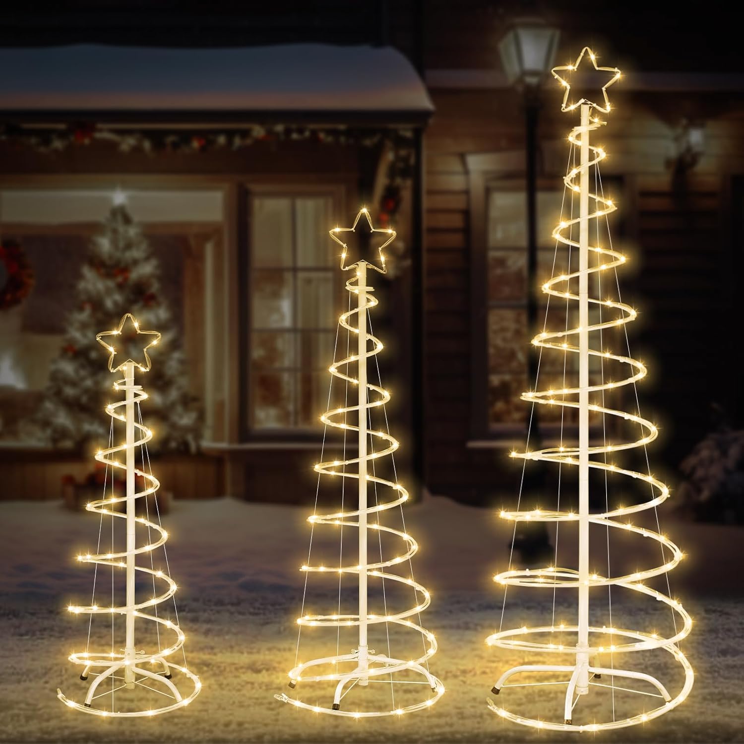 Detalle de FLAGLY 778 Lighted Christmas Spiral Trees, 3/4/5 ft, Warm White LEDs
