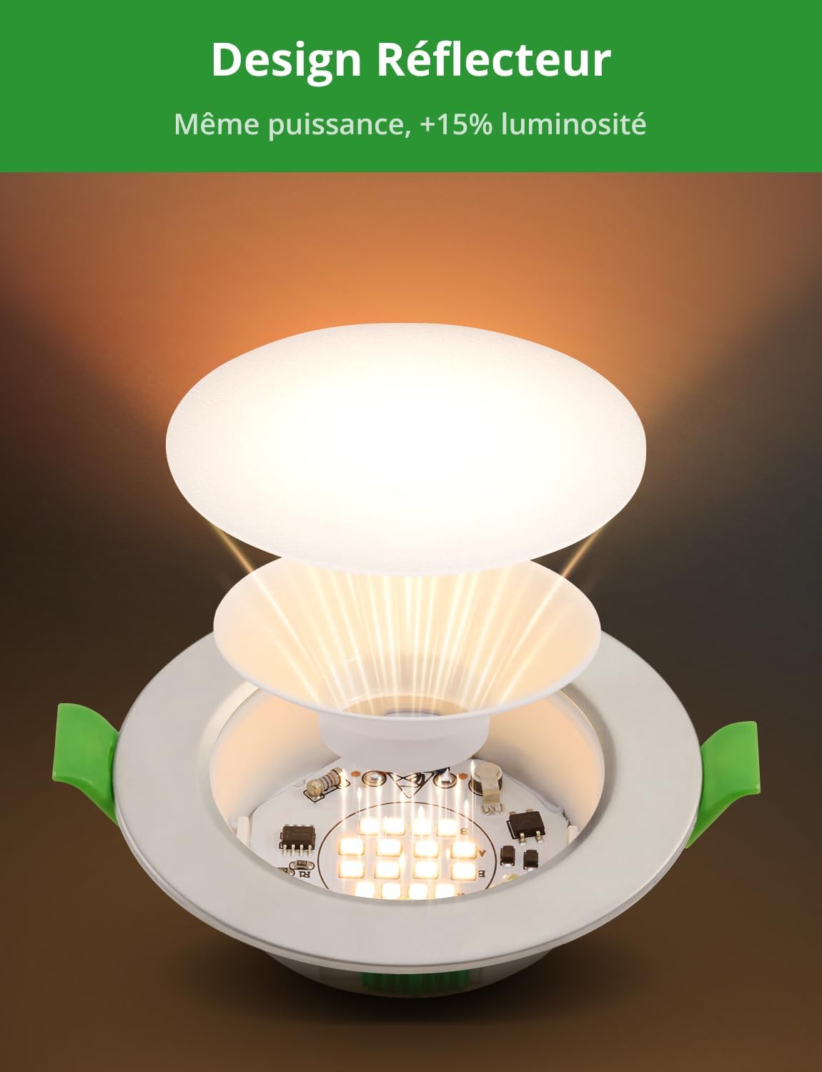 Detalle de HOMEOW XY-RCL5D3CCT badkamer-inbouwspot, IP44, 5 W, 400 lm
