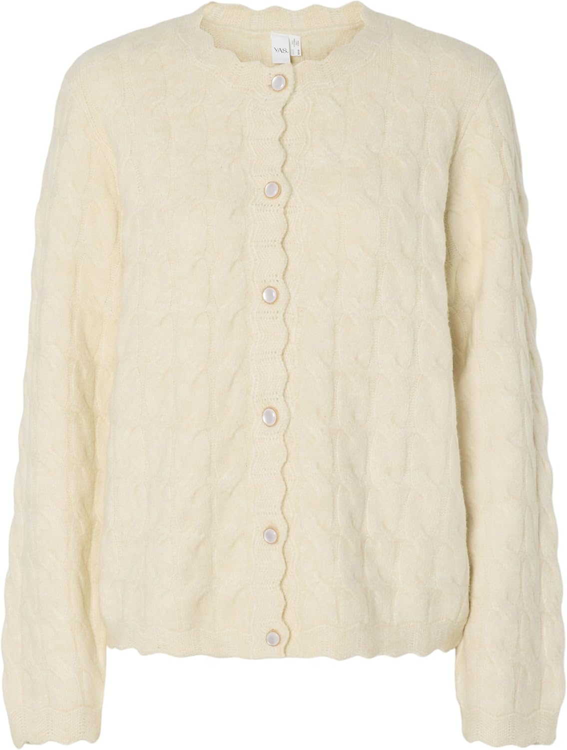 Detalle de YAS Damen Yasbubera LS Knit Cardigan – Strickcardigan mit durchgehender Frontöffnung