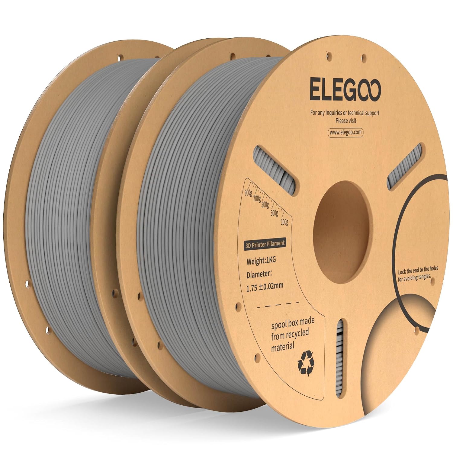 ELEGOO PLA+ Filament 1.75mm Grey 2KG