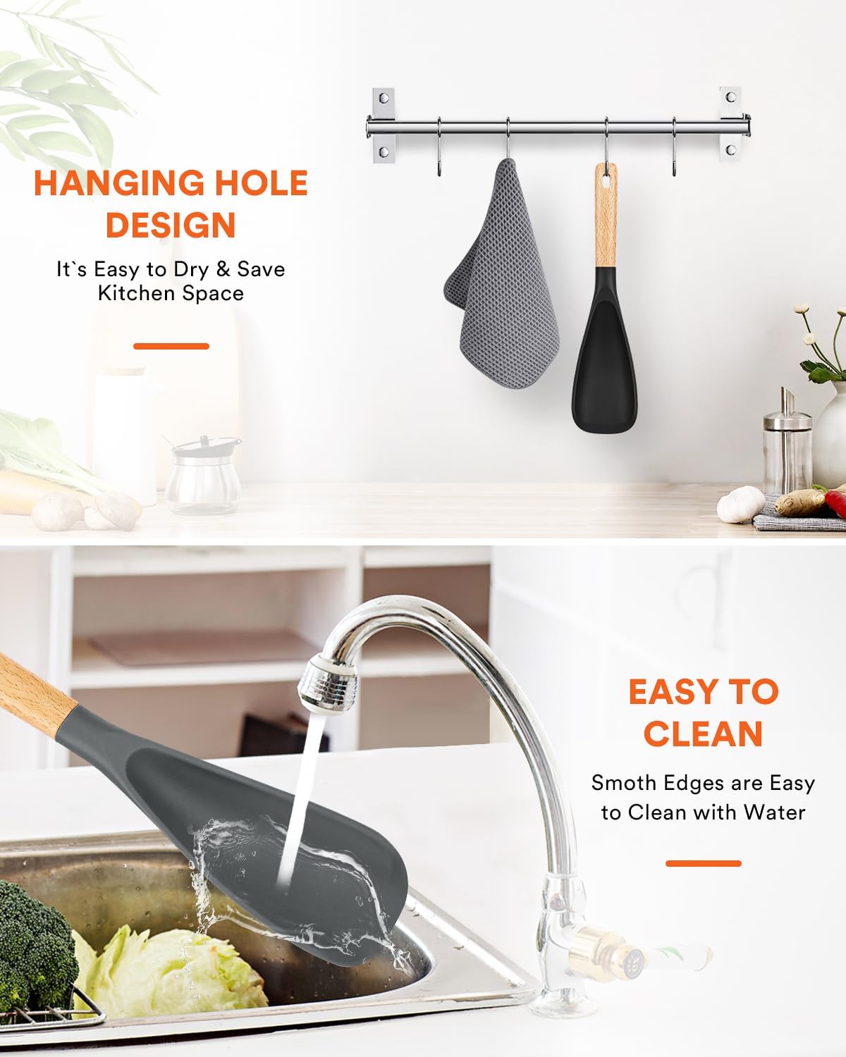 Thumbnail 6 de Cooking Spoon for Nonstick Cookwares with Wood Handle – 11.4 inch, BPA-Free Matte Silicone