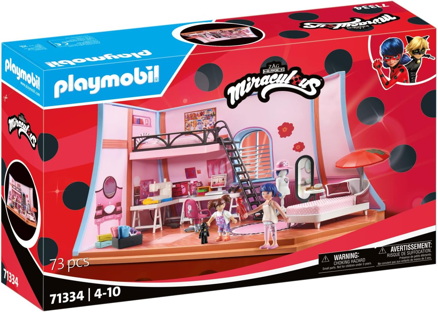 Detalle de PLAYMOBIL Miraculous 71334 Miraculous: Marinettes Loft – detailreiches Loft-Set für Kinder ab 4 Jahren
