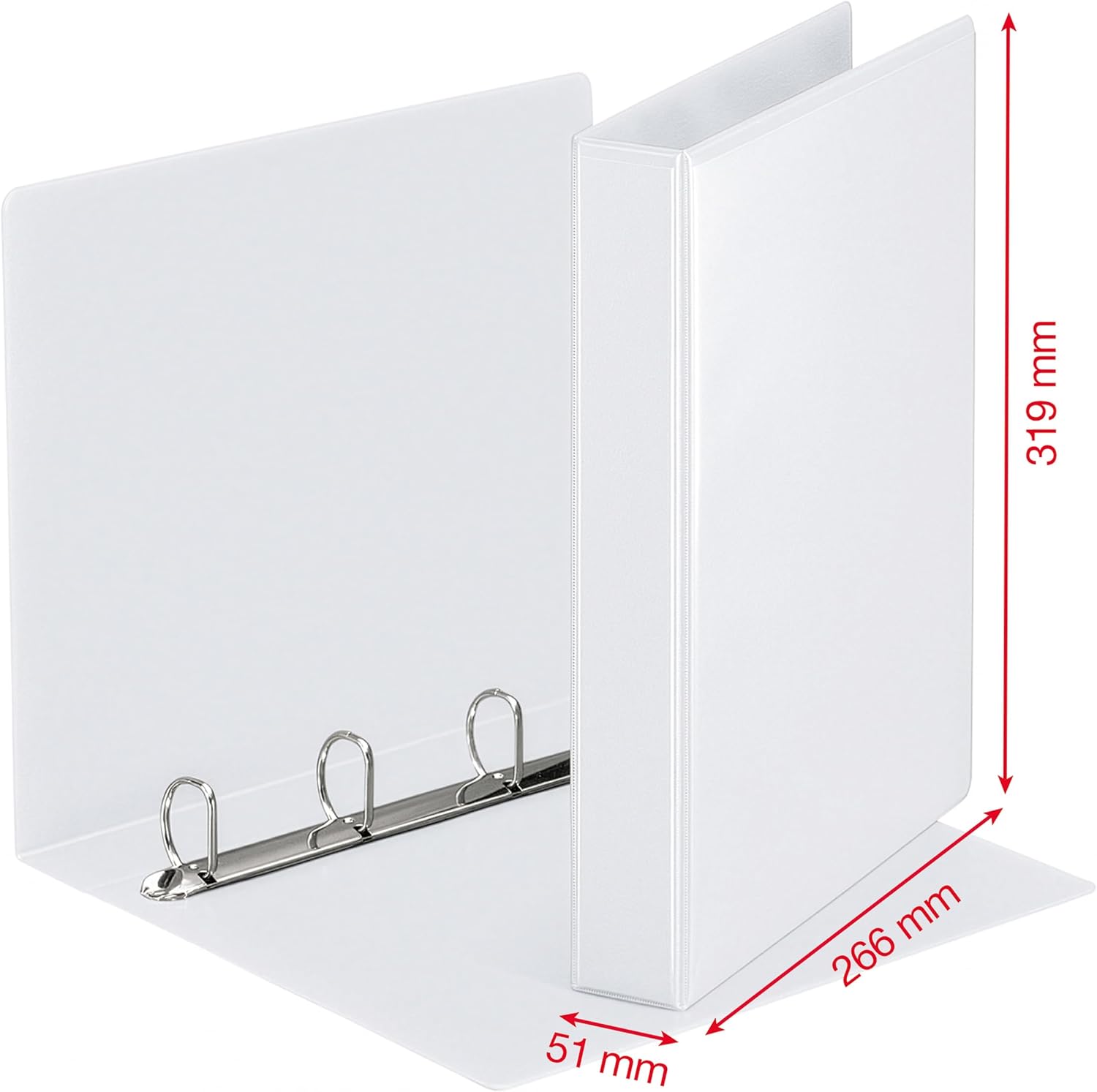 Detalle 2 de Esselte ESSENTIALS Panorama Binder: Raccoglitore a 4 anelli D, 280 fogli, bianco, tasche esterne - 26.6 x 31.9 x 5.1 cm
