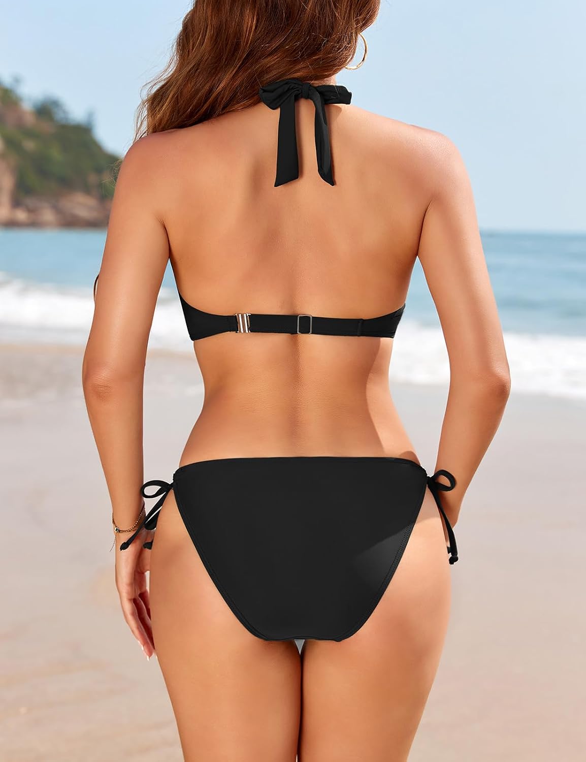 Detalle de Vijamiy Costume Donna due pezzi: bikini halter push-up, vita alta, 8 colori disponibili