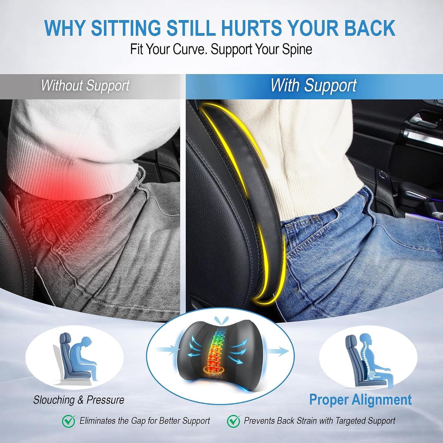 Detalle 2 de Lofty Aim Lumbar Support Pillow memory foam for lower back relief