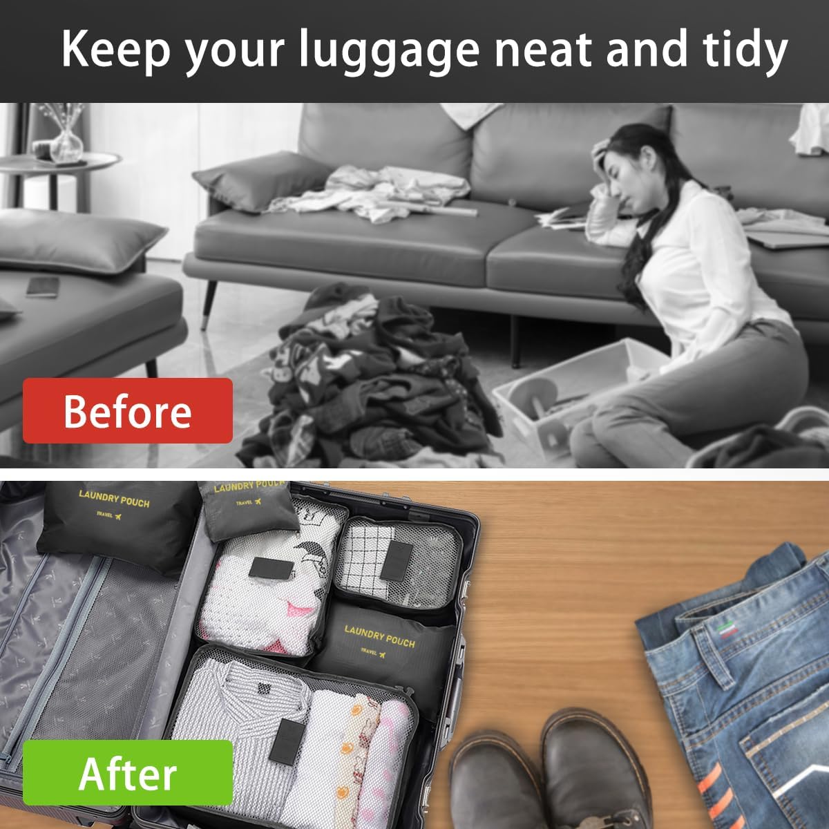 Thumbnail 5 de 12-teilige Koffer-Organizer mit 6 Packwürfeln