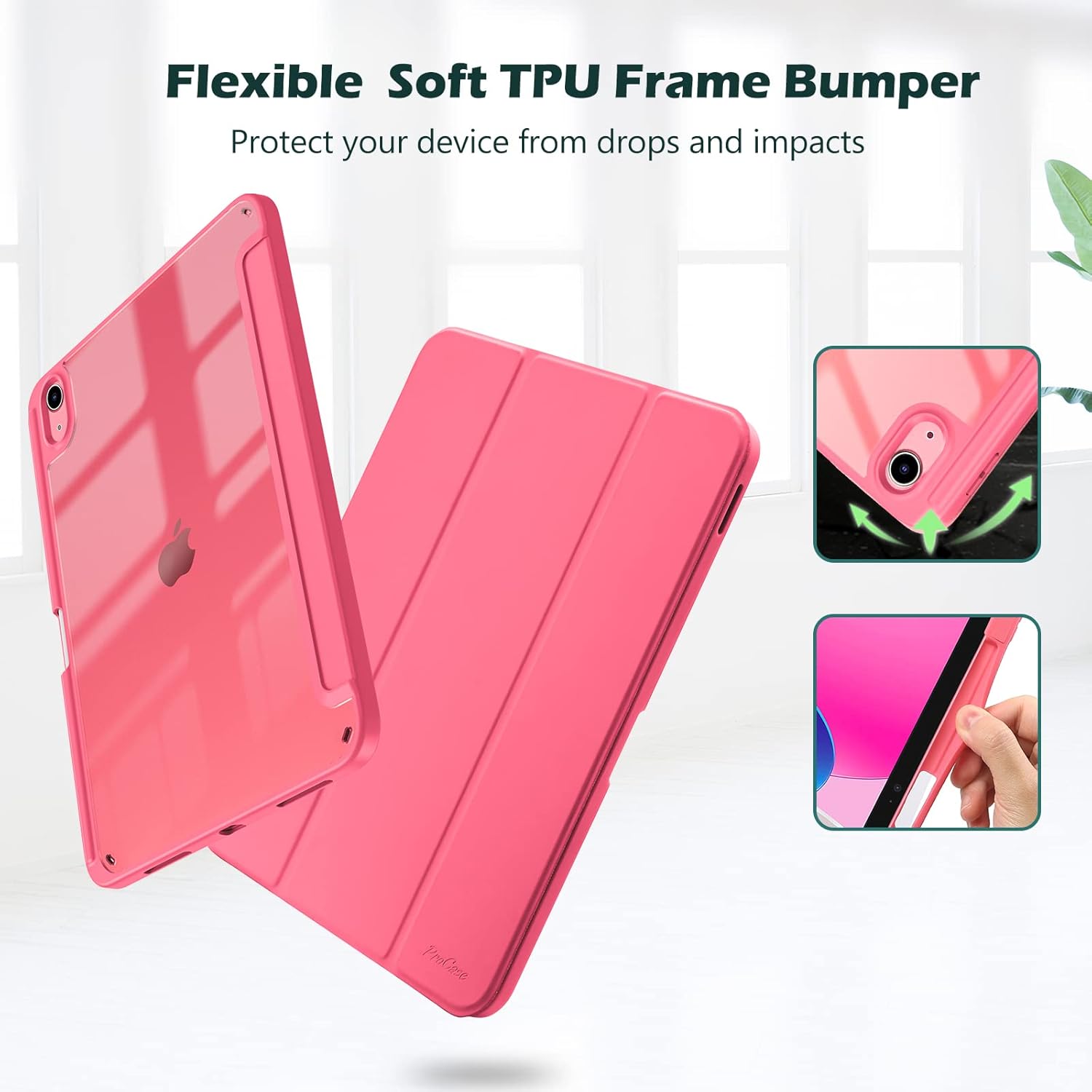 Thumbnail 2 de ProCase Schutzhülle für iPad 11 Zoll (A16, 2025) & iPad 10. Gen 10,9 Zoll (2022) mit Stifthalter, Smart Case – Rosa