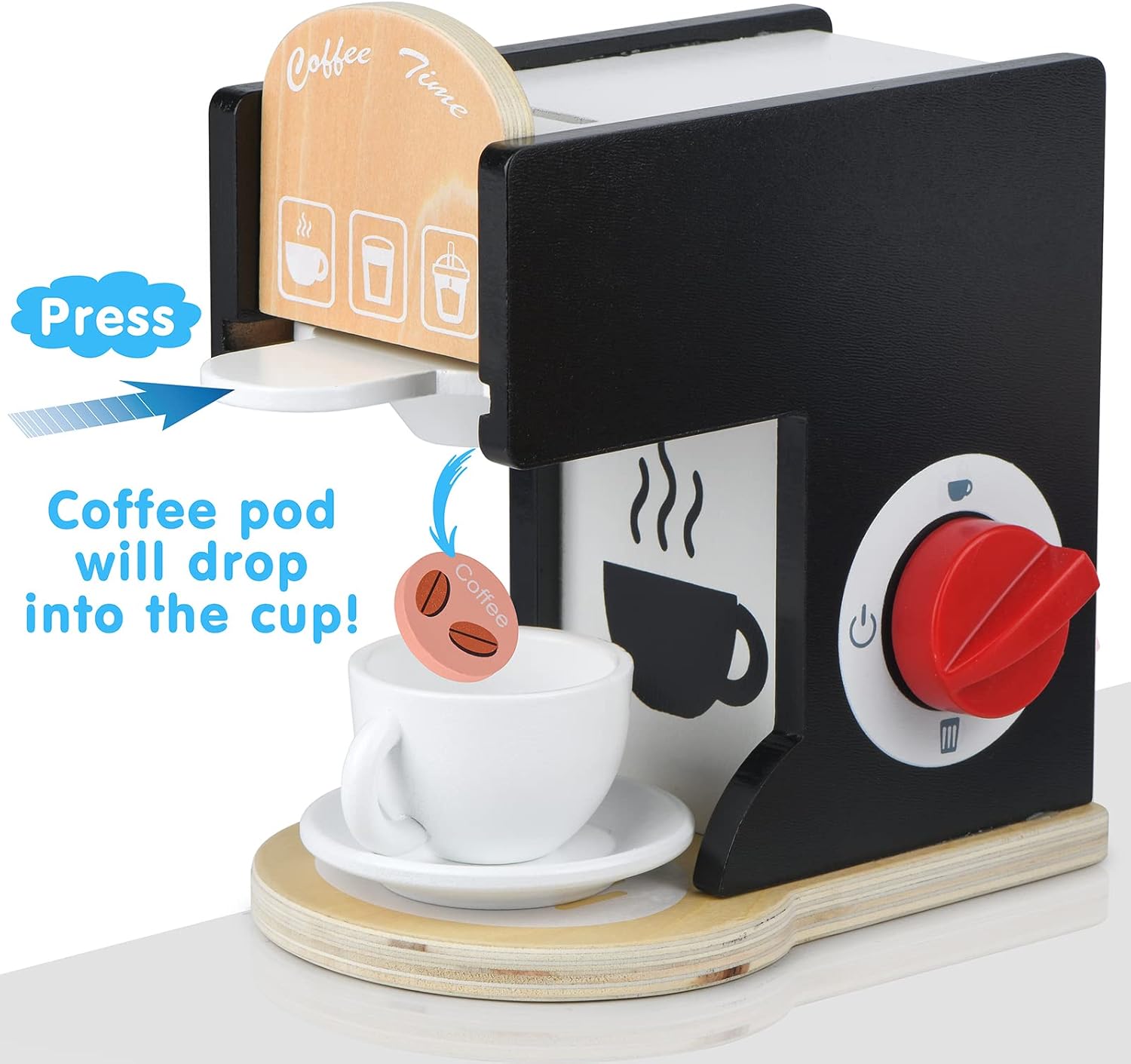 Thumbnail 2 de Play Kitchen Wooden Coffee Maker Toy