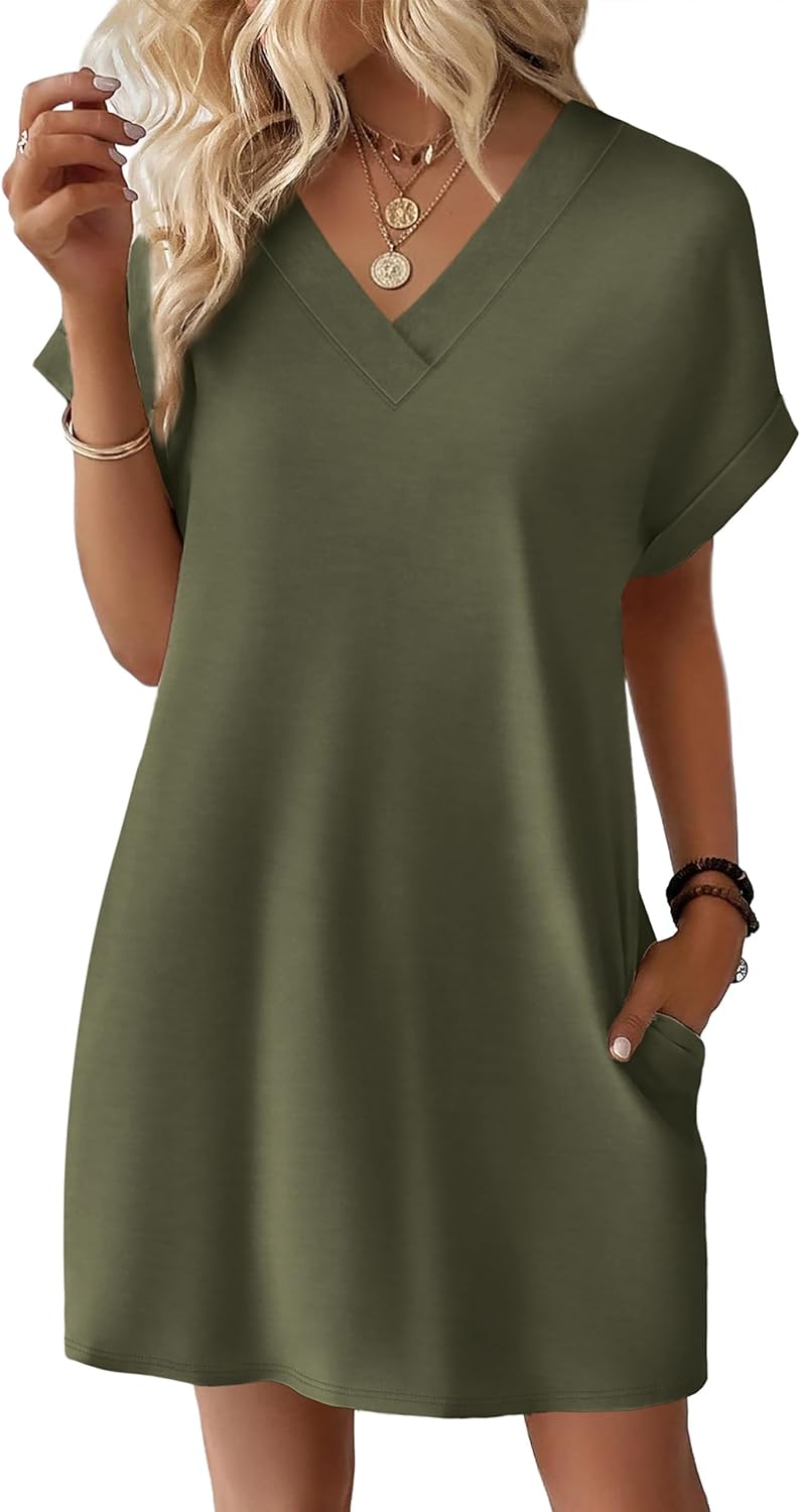 Thumbnail 1 de WIHOLL T-Shirt Dress for Women — Casual Summer Mini Dress with Side Pockets