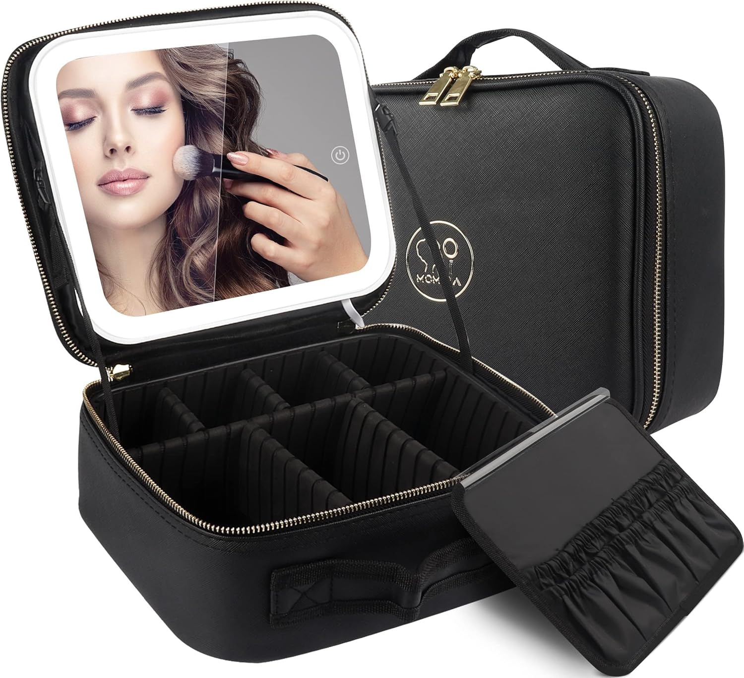 Detalle de MOMIRA Travel Makeup Bag with Lighted Mirror 2000mAh