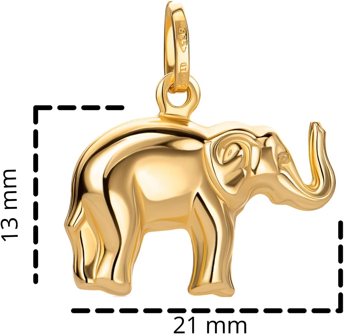 Detalle de PRINS JEWELS Ciondolo elefante in oro giallo 585 14K – 21 x 13 mm, circa 1,90 g