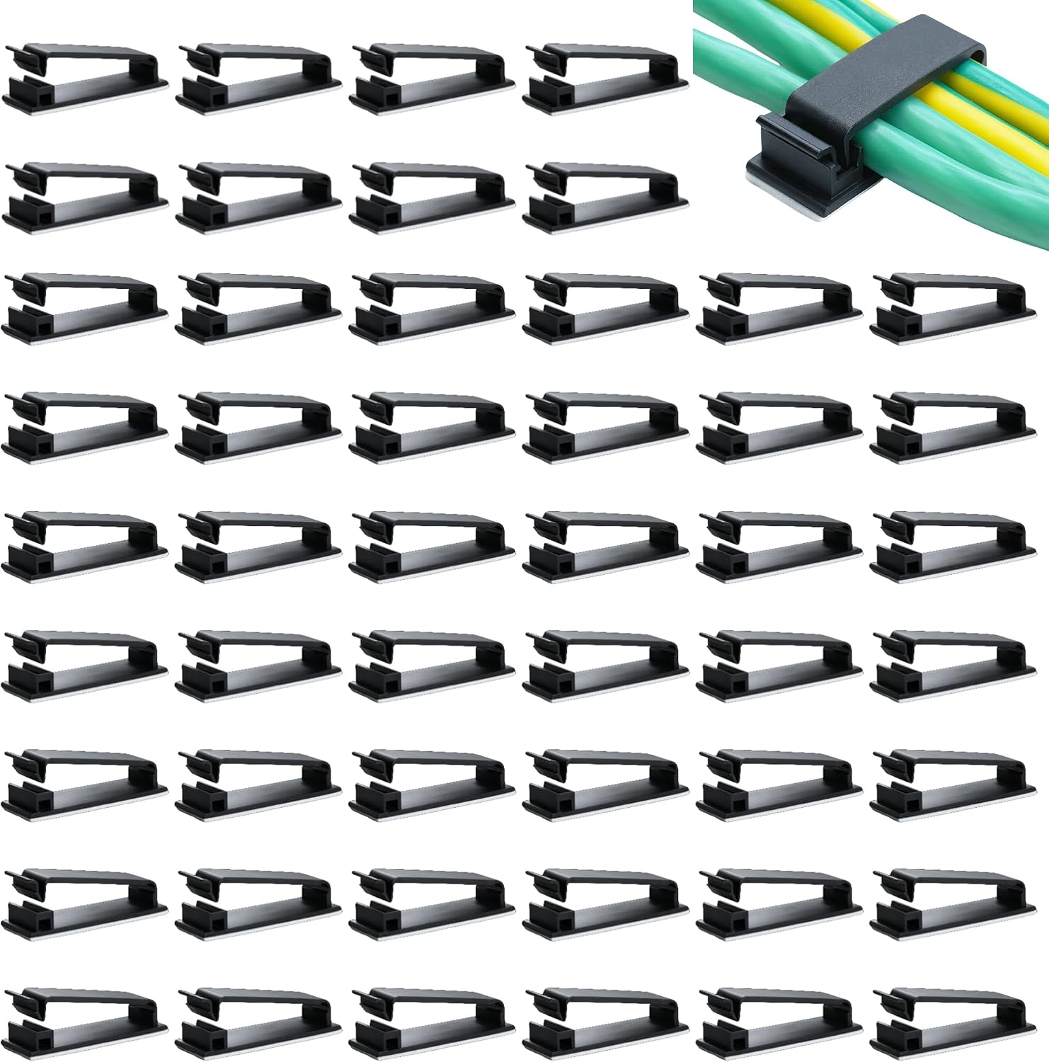 Detalle de Clearhill FC30 zelfklevende kabelbeheerclips, 32,5 mm, zwart, 50 stuks