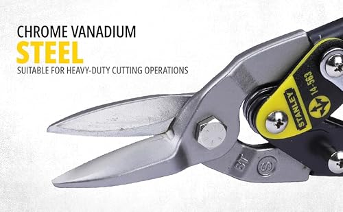Detalle de STANLEY FATMAX 2-14-563: tijera de chapa de corte recto con precisión para aluminio, PVC y mallas