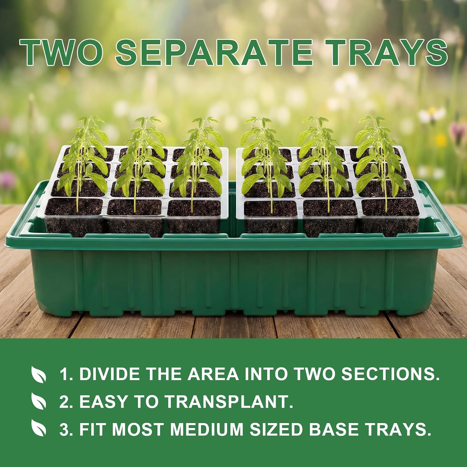 Detalle 1 de Verdenu Seed Tray with Grow Lights and Heating Mat (Pack of 3) – 36-cell seed starter trays with humidity dome