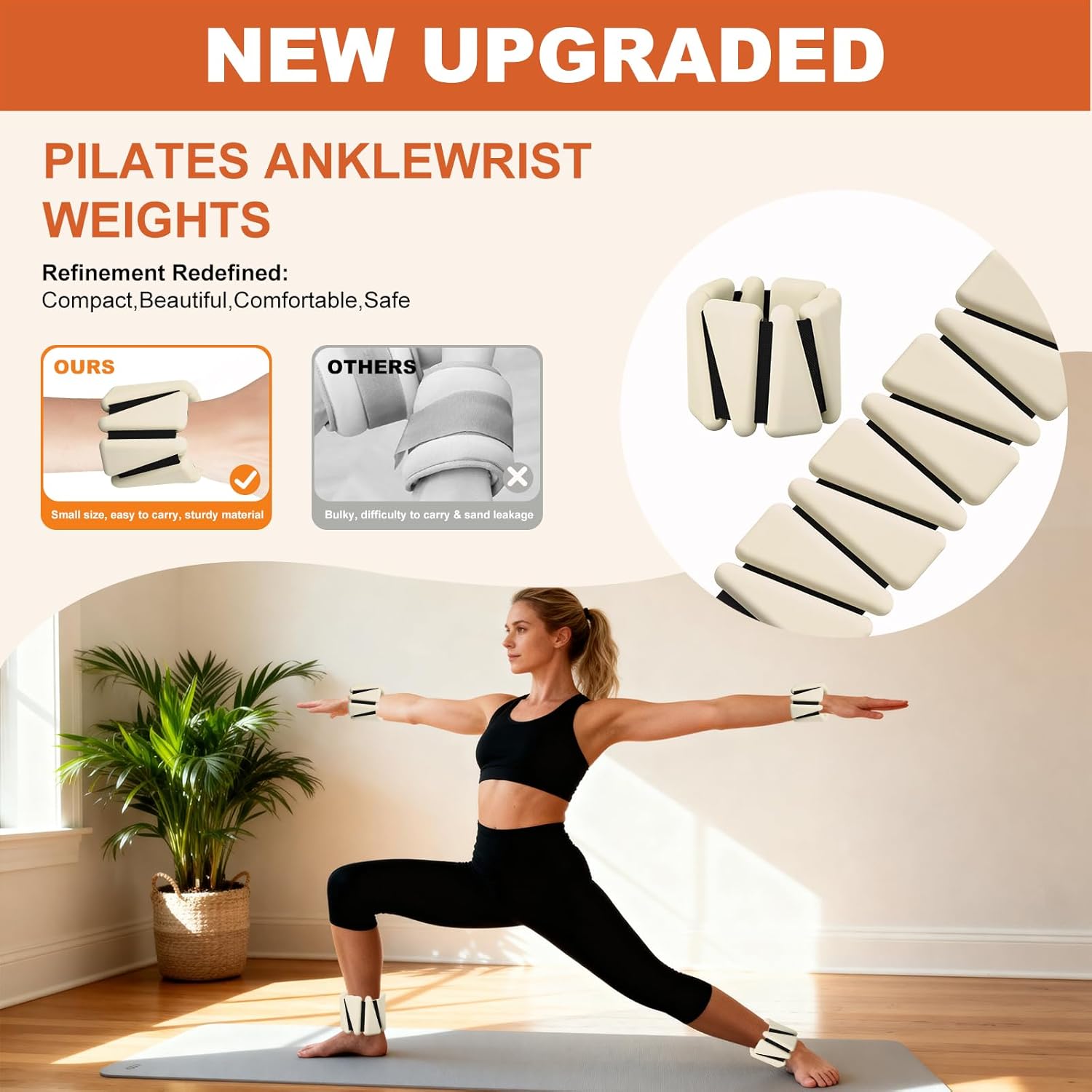Thumbnail 6 de Adjustable Ankle & Wrist Weights Set of 2 (1lb each) for Yoga, Pilates, Running and Rehab