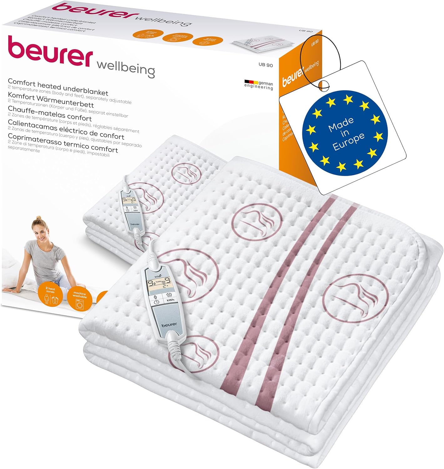 Detalle de Beurer UB 90 Coprimaterasso Termico 150x80 cm – doppia zona riscaldante