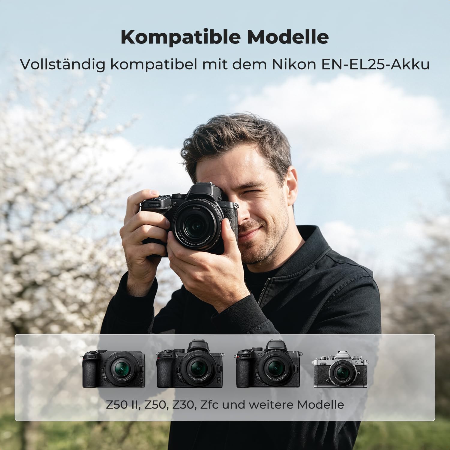 Thumbnail 1 de K&F CONCEPT EN-EL25 Dual Slot LED Ladegerät mit USB-C/ Micro-USB, kompatibel mit Nikon Z30, Z50, Z50 II und Zfc