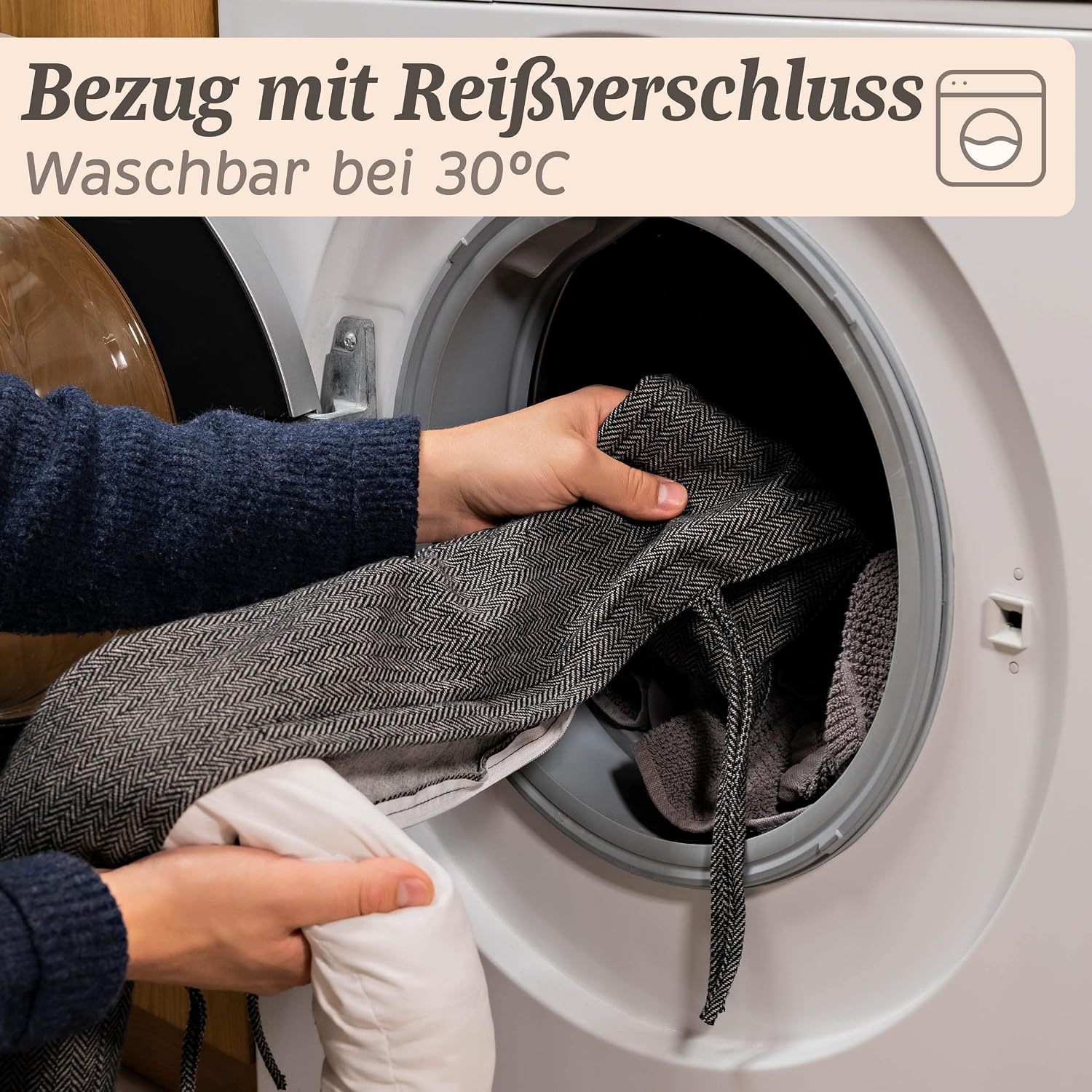 Thumbnail 3 de Praknu Zugluftstopper für Türen 90 cm – waschbarer, extra schwerer Windstopper in Grau