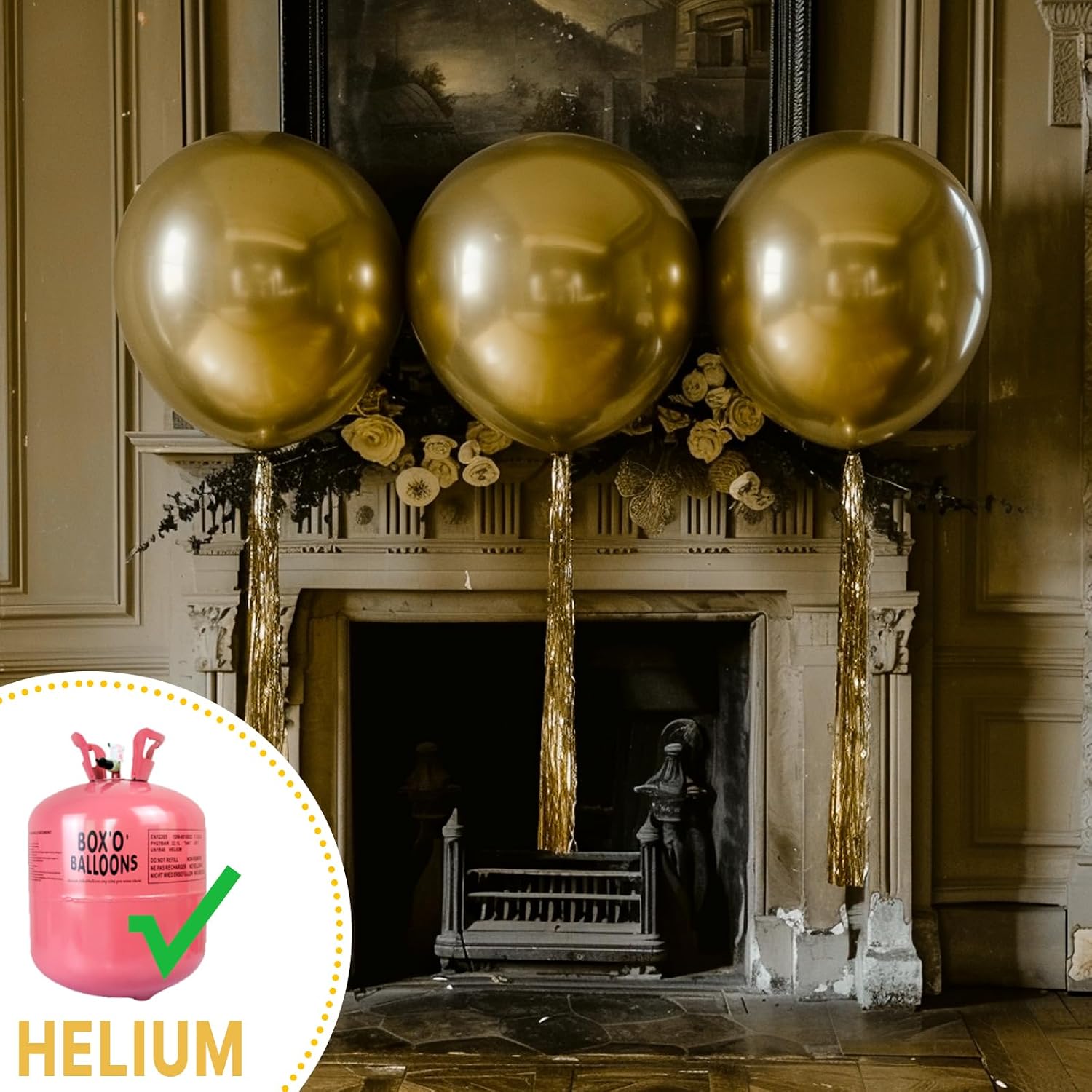 Detalle 2 de PartyWoo Metallic Gold Balloons 36 Inch