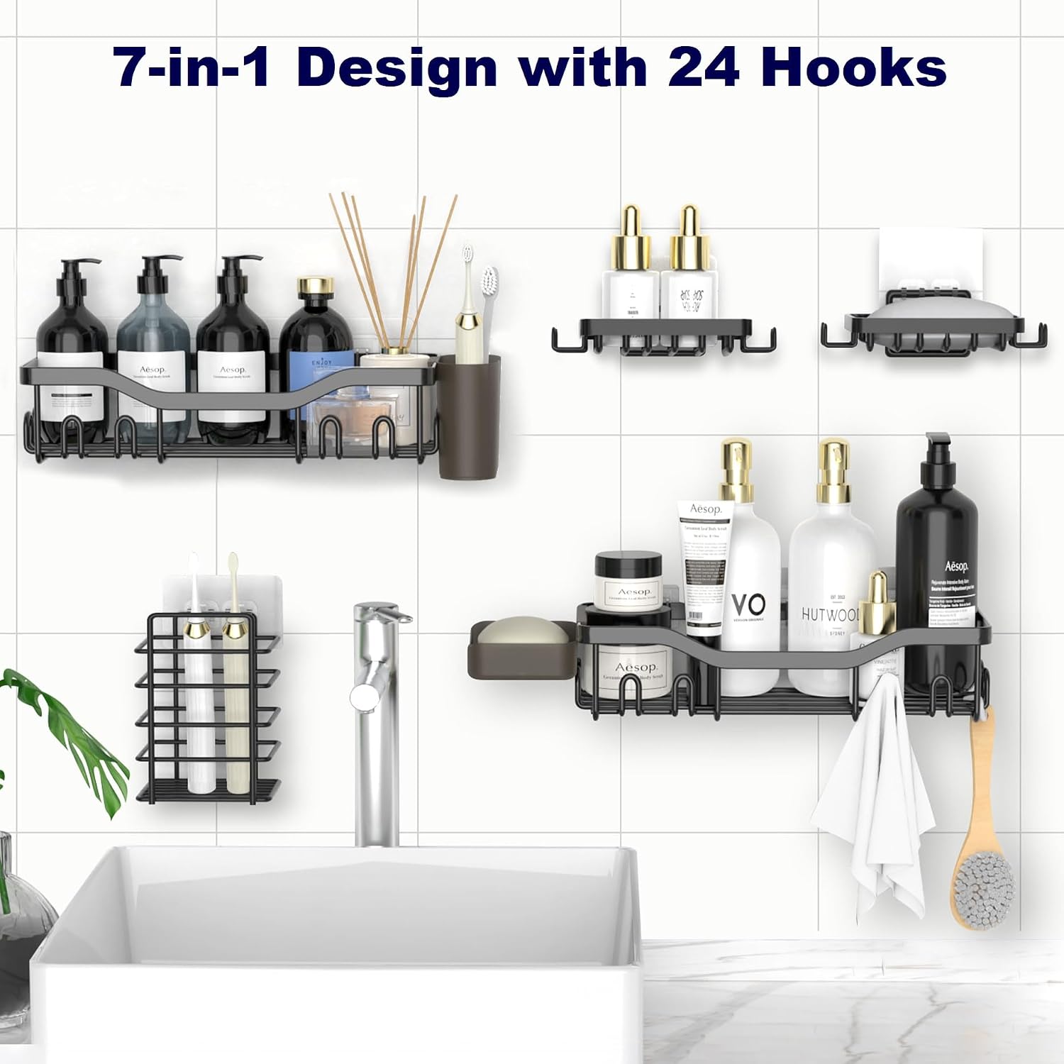 Thumbnail 3 de NESOMI Shower Caddy Adhesive Organizer 7-Pack