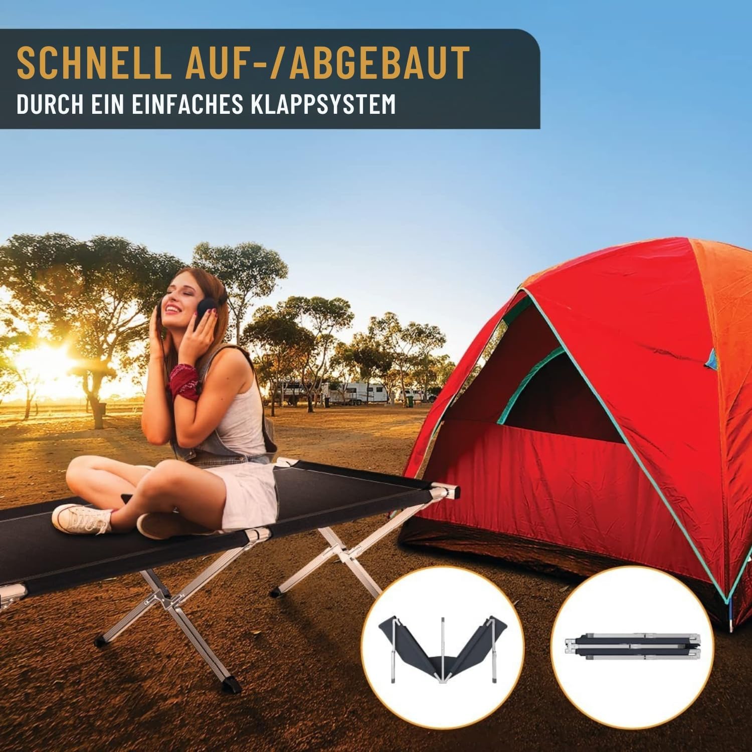 Detalle 2 de Kronenburg 4260161652777 XXL-veldbed, 210 × 72 × 45 cm, tot 200 kg