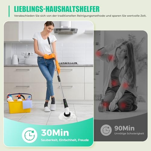 Detalle de YKYI Elektrische Reinigungsbürste Bad – kabellos, 8 Köpfe, IPX7
