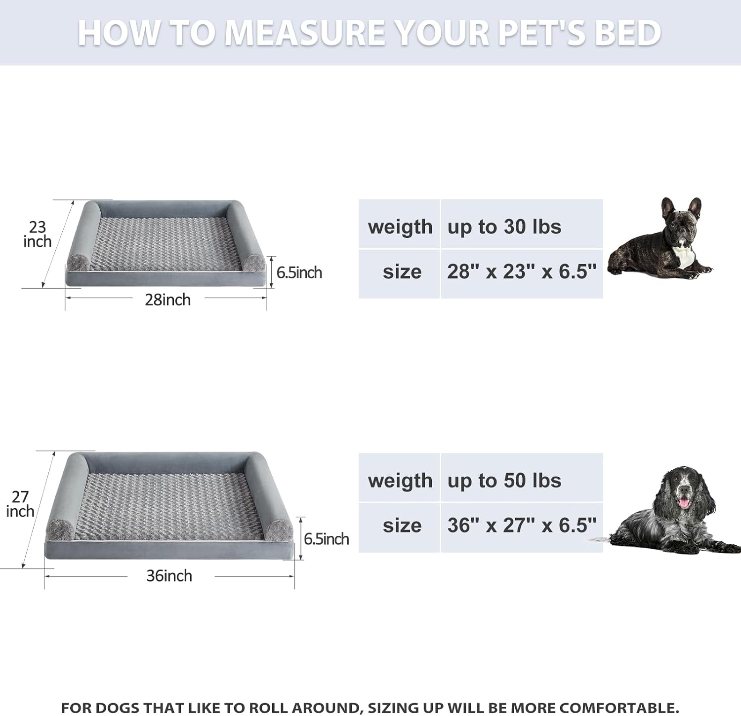 Detalle 2 de BFPETHOME Large Dog Bed Orthopedic Memory Foam