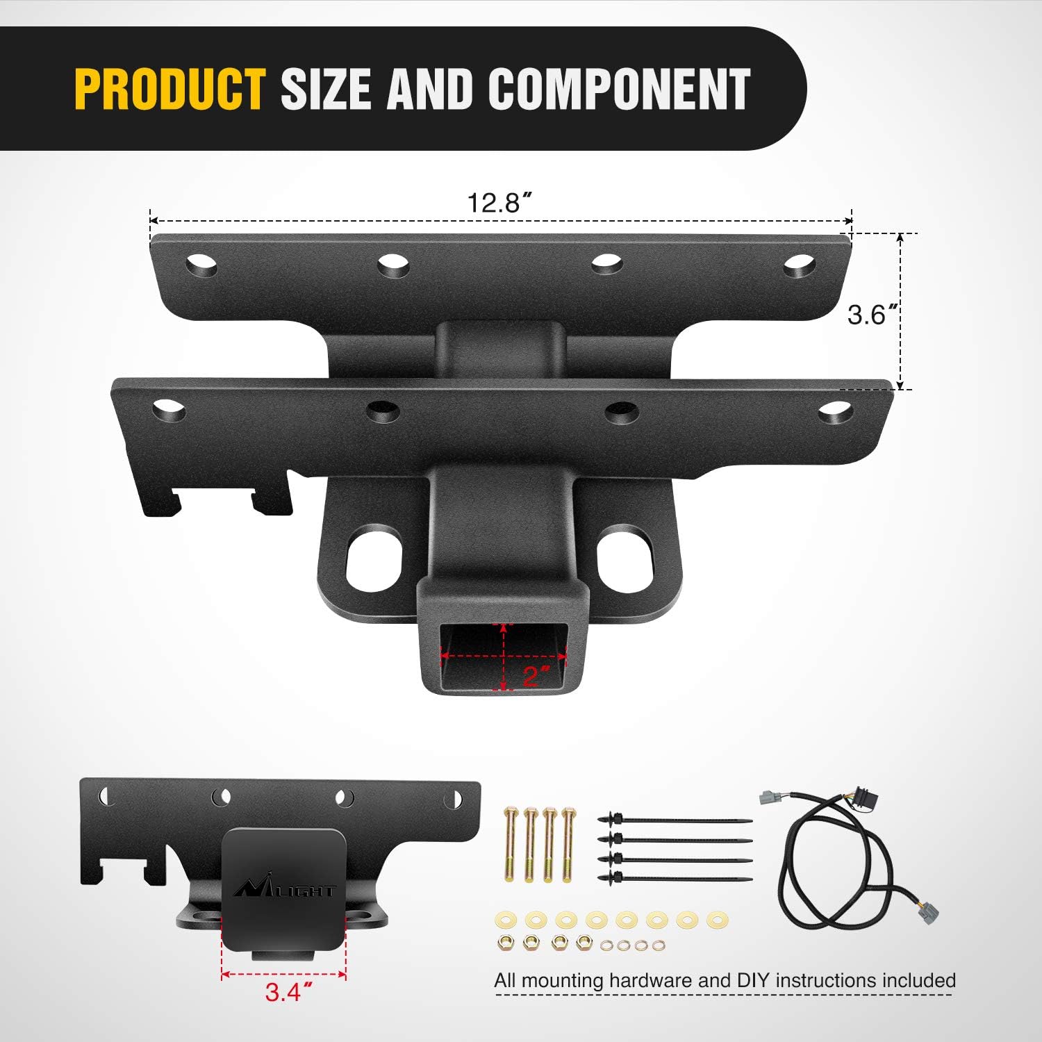 Thumbnail 1 de Nilight JK-61A 2-Inch Rear Hitch for Jeep JK