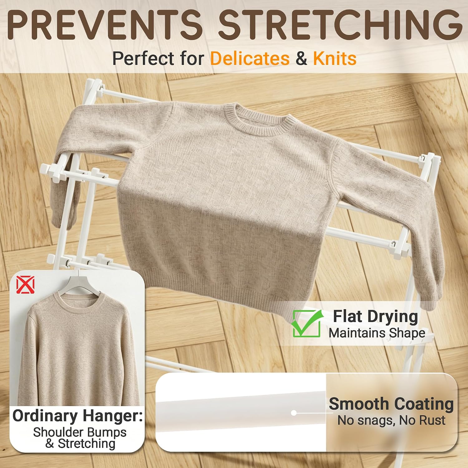 Detalle de SpaceHidden Foldable Clothes Drying Rack, 35 lb Capacity