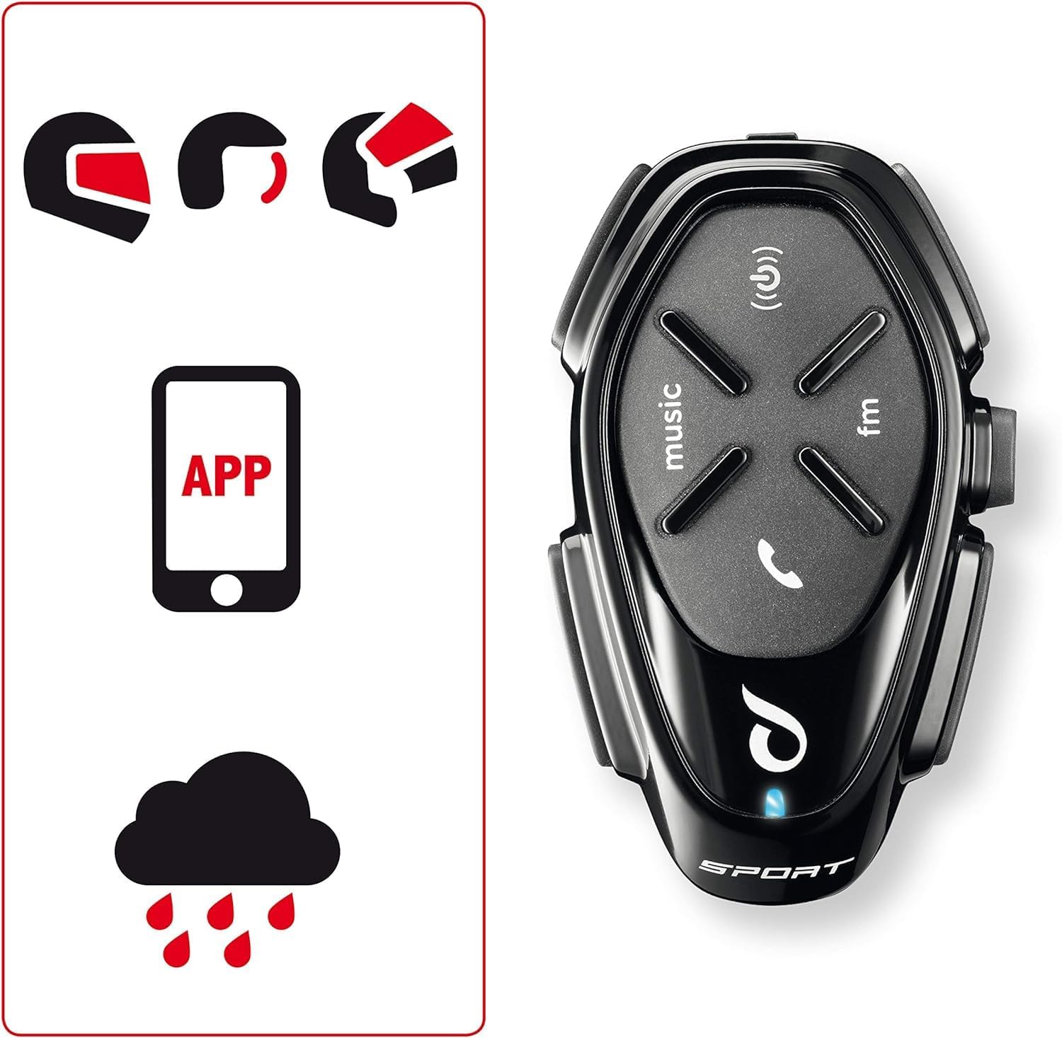 Detalle 2 de Interphone Sport - Système de communication moto Bluetooth, 20 h, 1,2 km