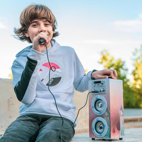 Detalle 2 de Dynasonic Karaoke Altavoz Bluetooth Portátil con 2 micrófonos: diversión móvil para fiestas y comuniones