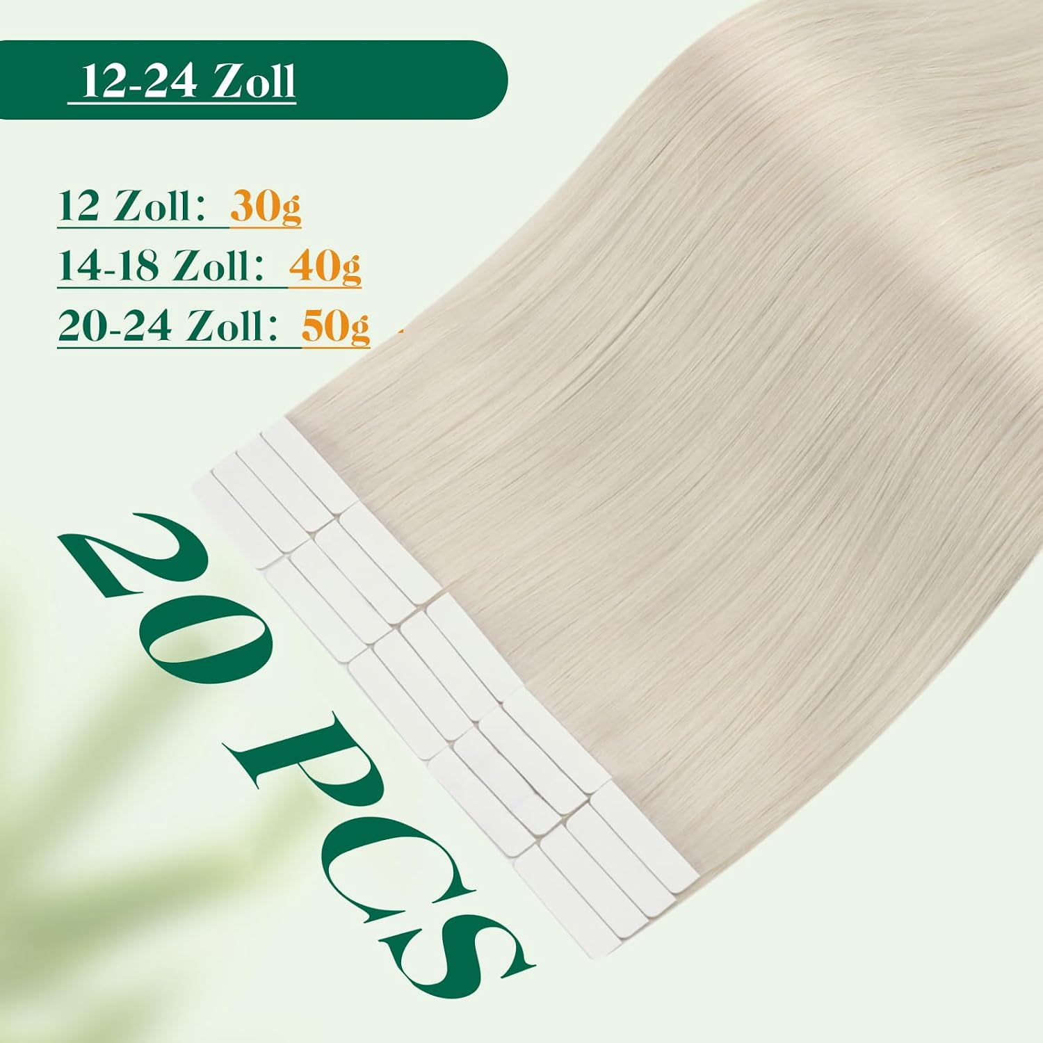 Detalle de Easyouth Tape in Extensions Echthaar Blond – Echthaar Tape Extensions 30 cm, 30 g