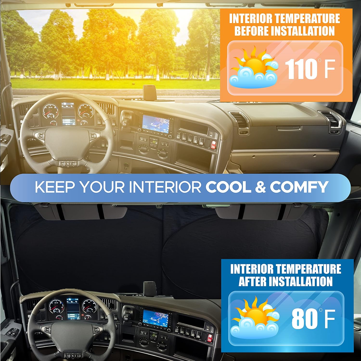 Detalle 2 de EcoNour RV windshield sunshade 240T nylon