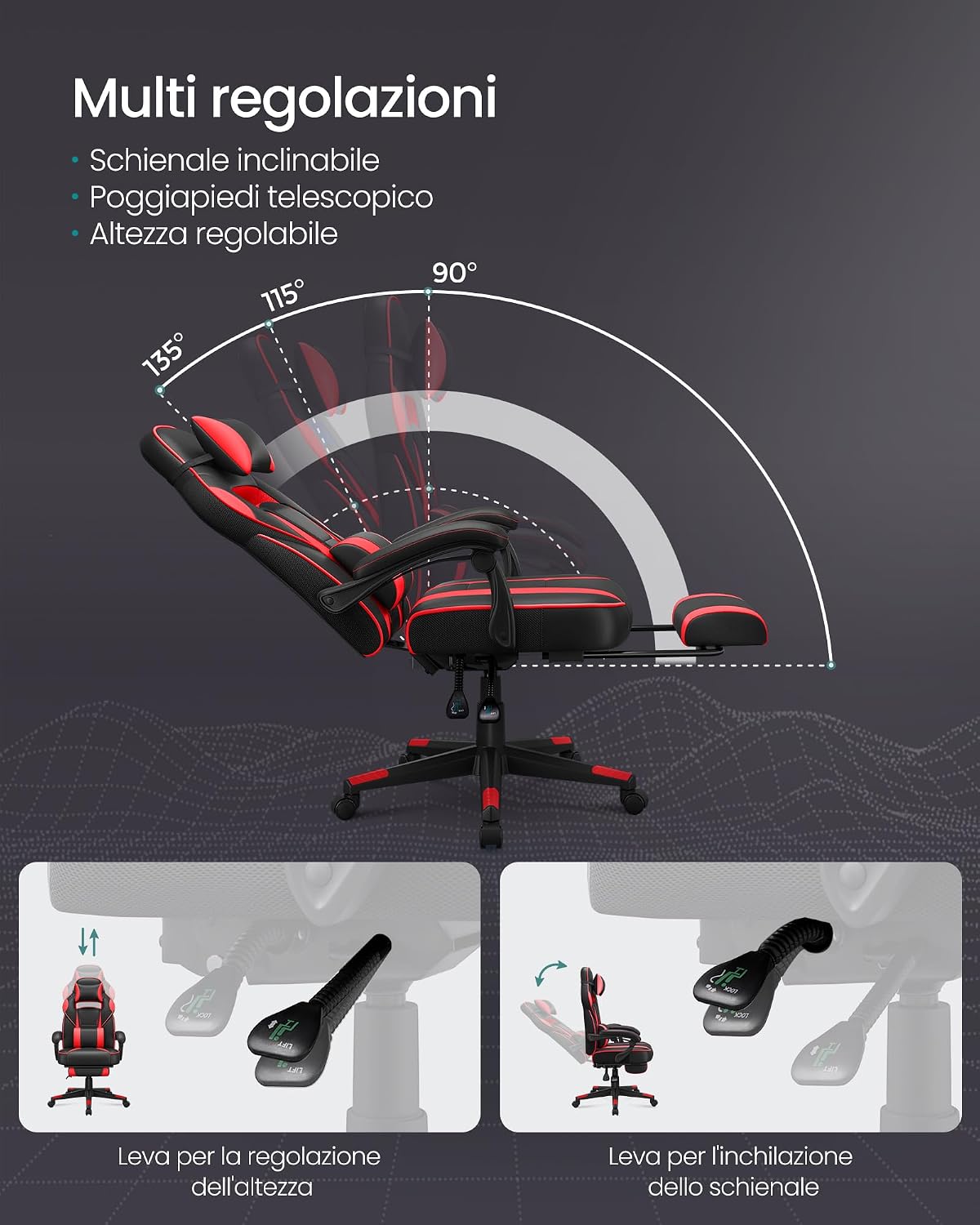 Thumbnail 4 de SONGMICS OBG73BRV1 Sedia Racing 150 kg