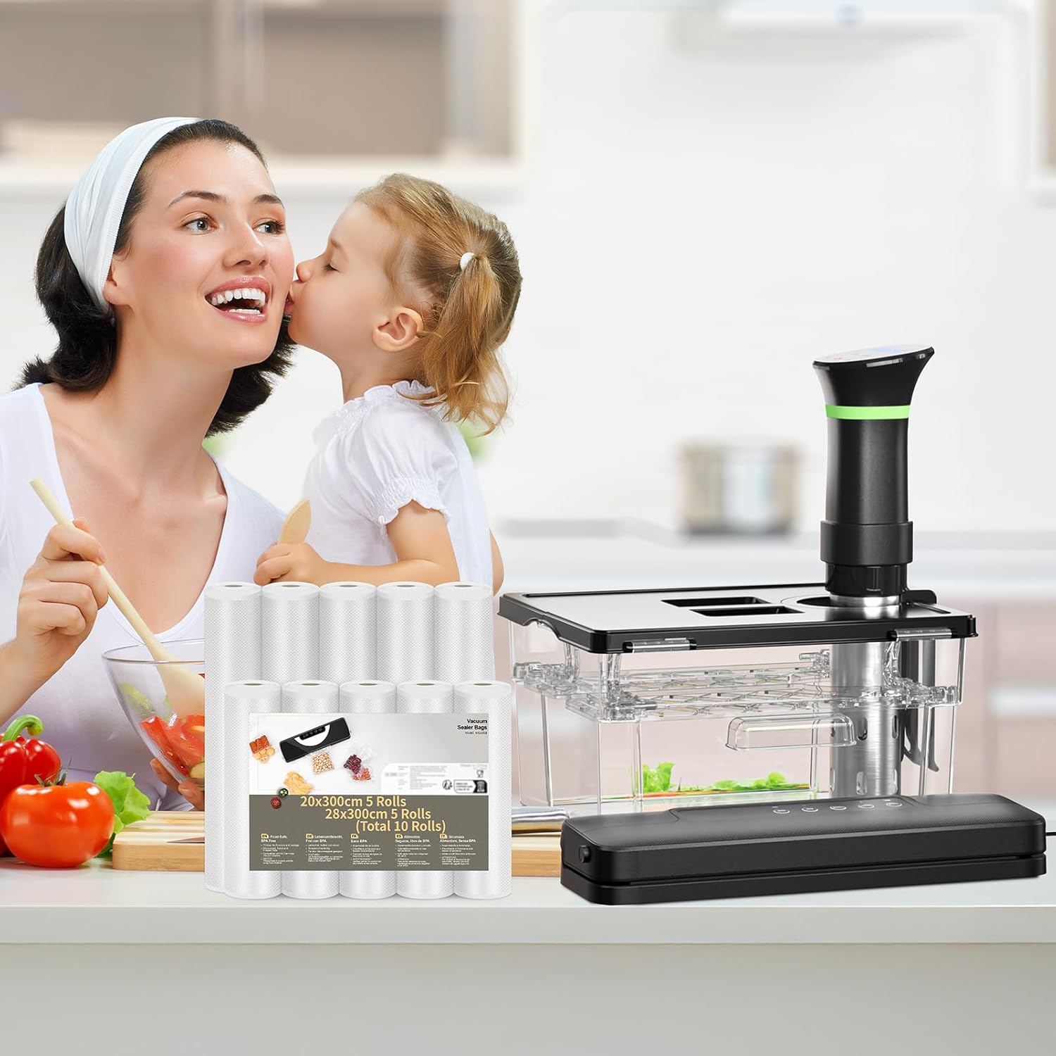 Thumbnail 6 de Rouleau Sous Vide Alimentaire 10 rouleaux sans BPA (5x 28x300 cm + 5x 20x300 cm) pour machine sous vide
