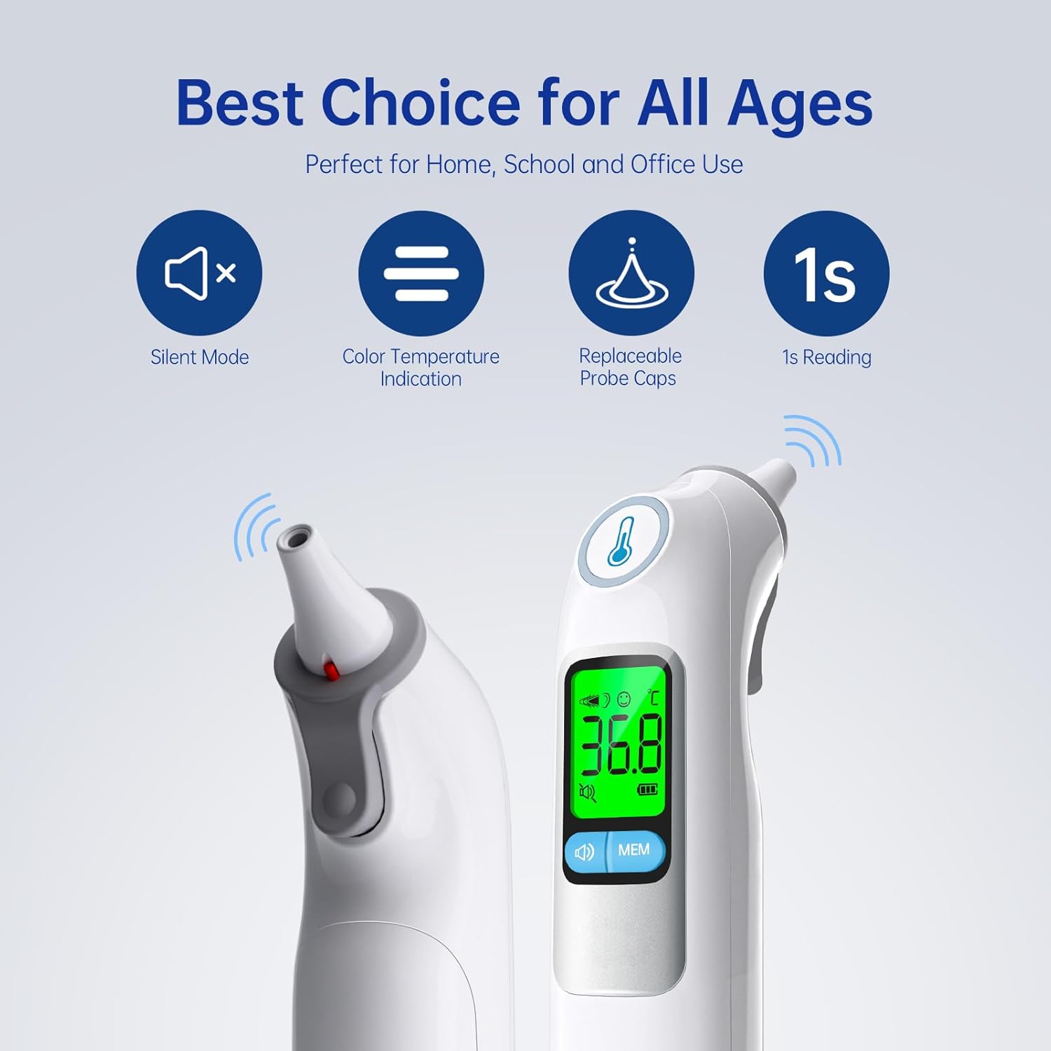 Thumbnail 3 de Ear Thermometer 30‑Memory 3‑Colour Fever Alert