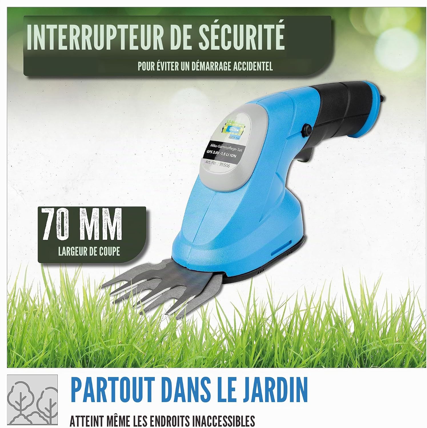 Thumbnail 3 de Güde GPS 3.6-1.5 LI-ION Kit d'entretien de Jardin Bleu : polyvalence sans fil pour petites tâches de jardin