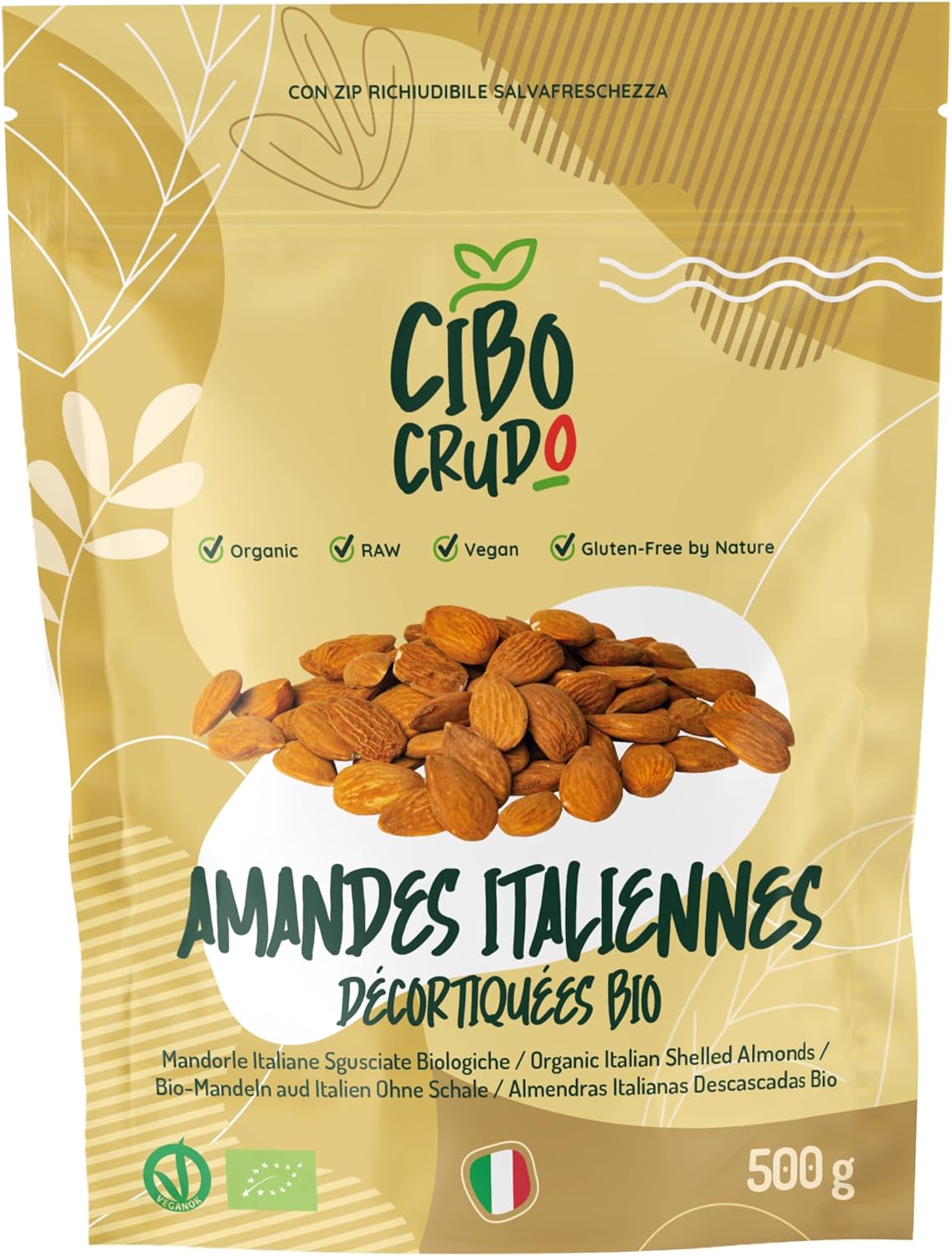 Detalle de Amandes Bio Décortiquées 500 g de Sicile par CiboCrudo – cru, sèches et bio