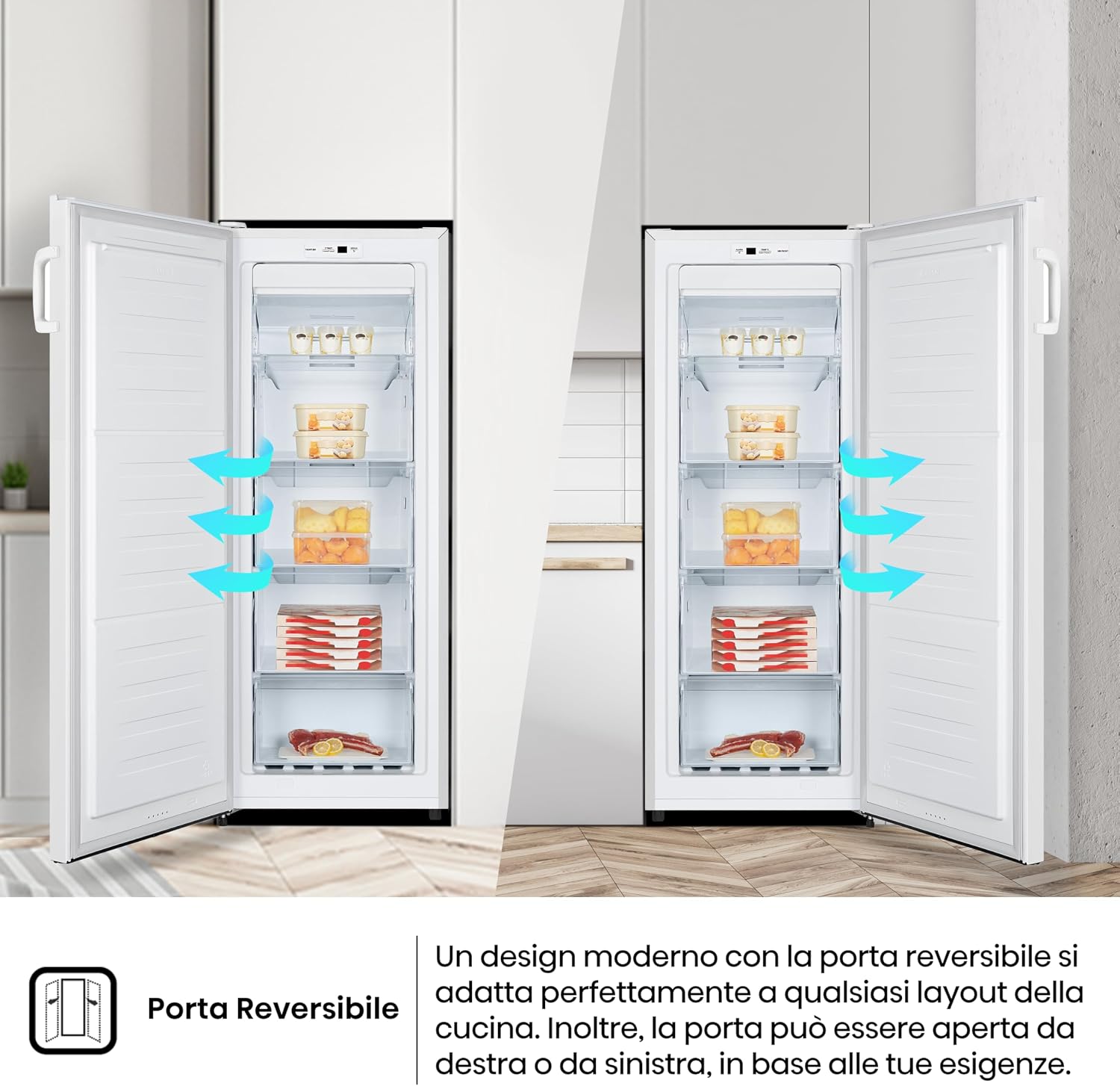 Detalle 2 de Congelatore Verticale Hisense FV191N4AW2 da 155 L: affidabile, TotalNoFrost e Multiflow 360°