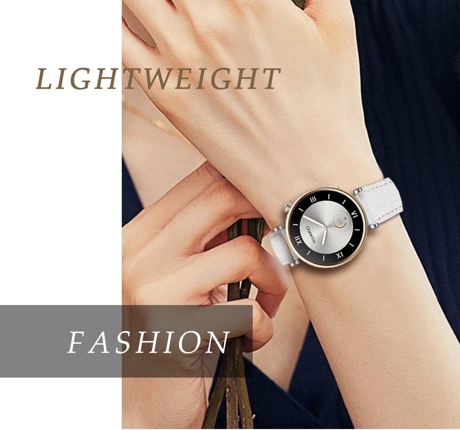 Detalle de Bracelet en cuir 18 mm pour Huawei Watch GT6/GT5/GT4 41 mm (bracelet de remplacement avec maillons à ressort)