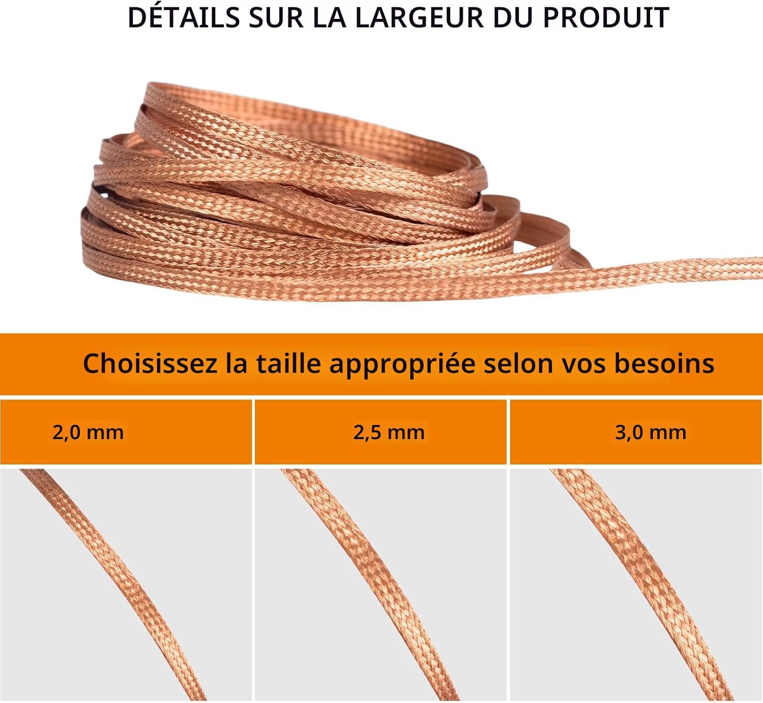 Detalle de TOWOT Tresse à Dessouder — Tresse dessouder 3 m, 2,5 mm, cuivre, No-Clean