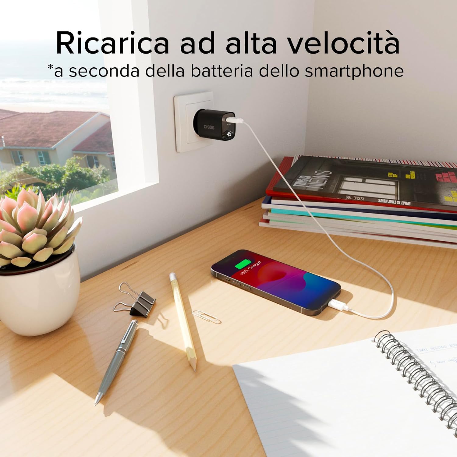 Detalle 2 de SBS Alimentatore USB-C 45W GaN con LCD