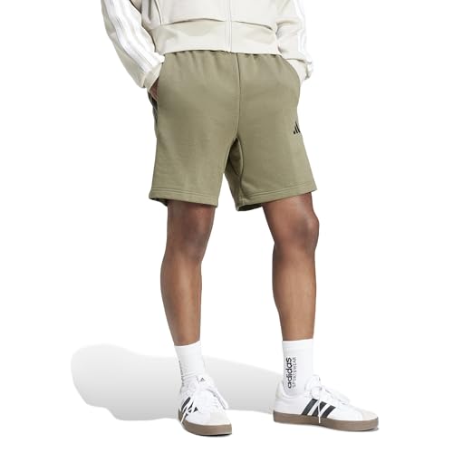 Thumbnail 5 de adidas Uomo Essential Three Stripes French Terry Short en Olive strata/Black (XXL)