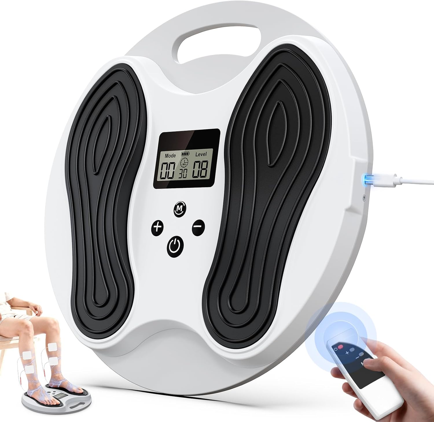 Detalle de EMS Foot Massager for Neuropathy: NMES Foot Stimulator with 4 TENS Pads