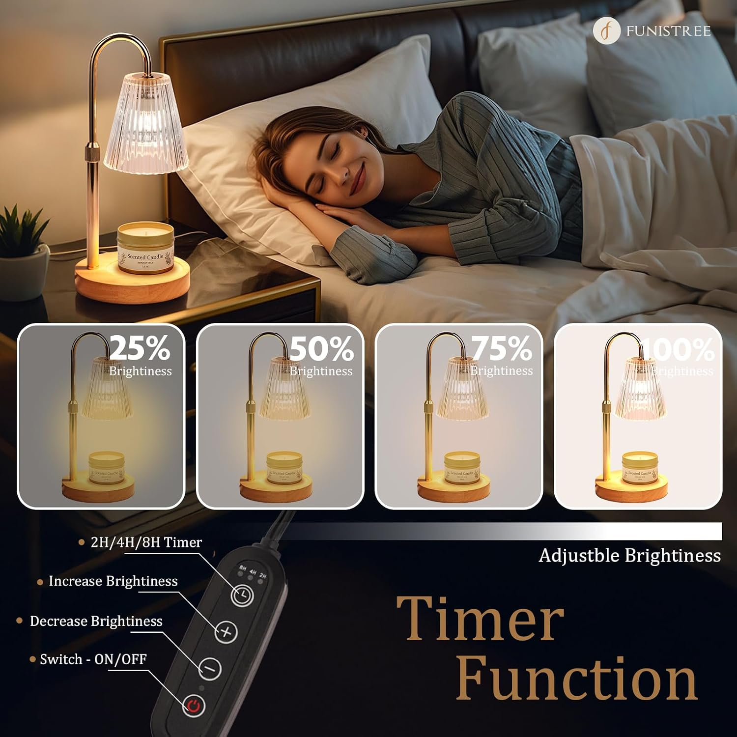 Detalle de Funistree Candle Warmer Lamp with Dimmer and 3-Pack Scented Candles