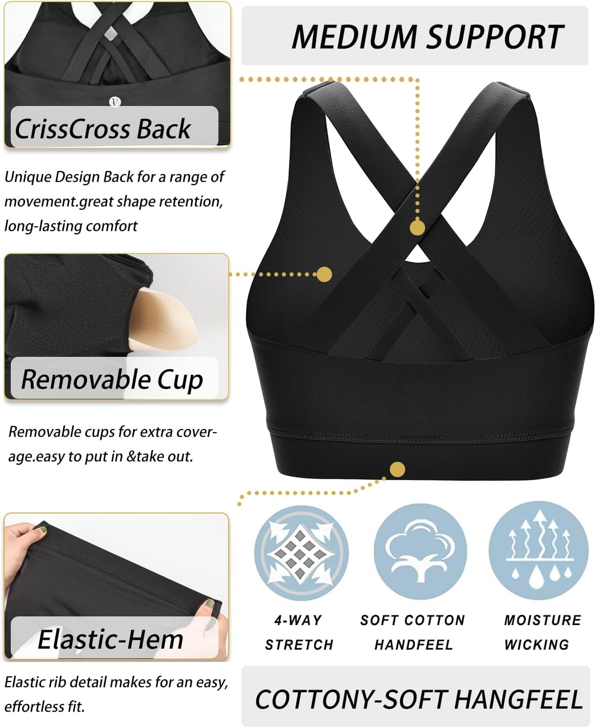 Thumbnail 5 de RUNNING GIRL Padded Strappy Sports Bra 🧘♀