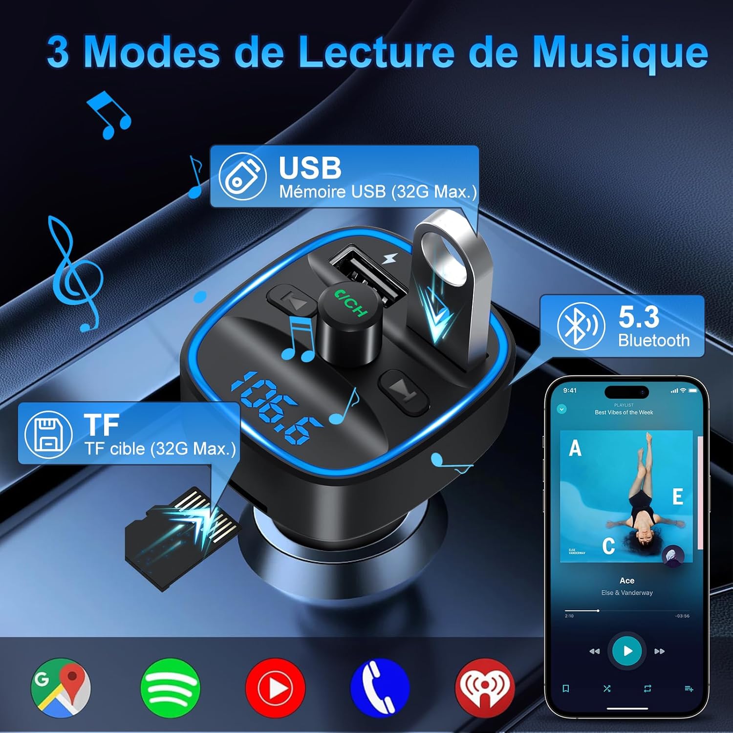 Thumbnail 3 de Beizkna Transmetteur FM Bluetooth 5.3