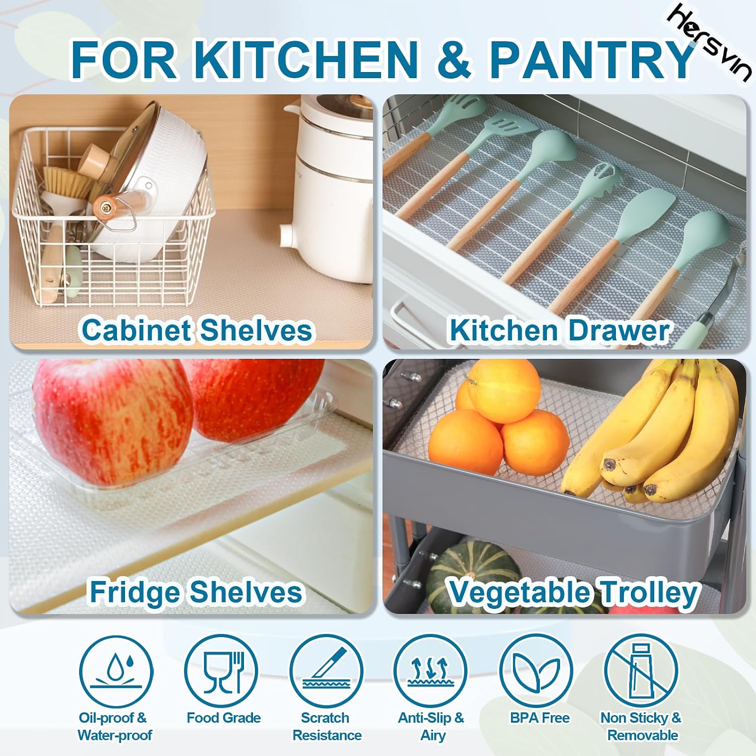 Thumbnail 6 de Hersvin Shelf Liners 22in x 20ft: Non-Adhesive EVA Cabinet & Drawer Protector in Clear Dot
