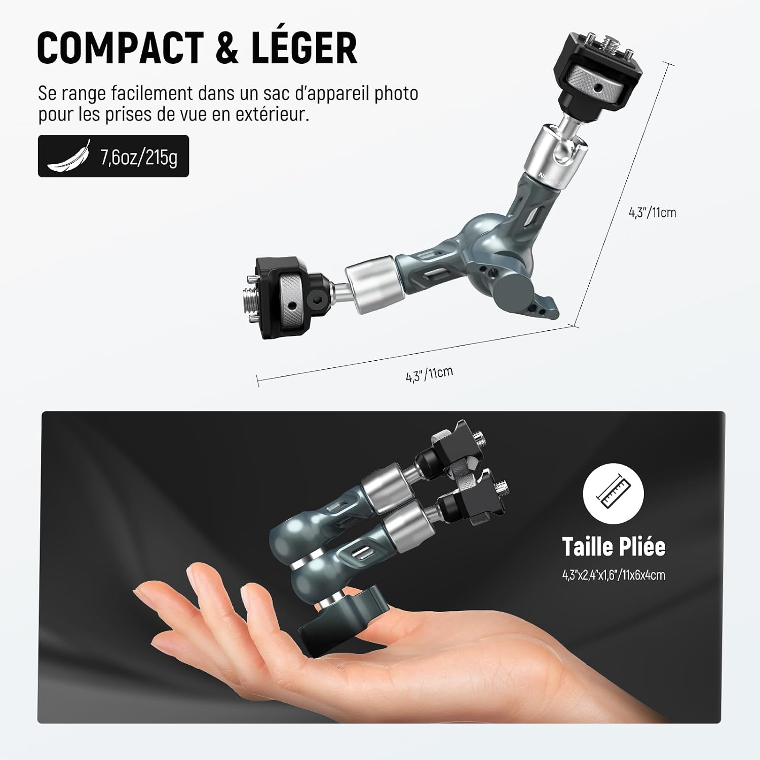Thumbnail 5 de NEEWER Bras Magique Articulé 7" UA082 — support d’écran et accessoires photo/vidéo avec montage 1/4" et 3/8