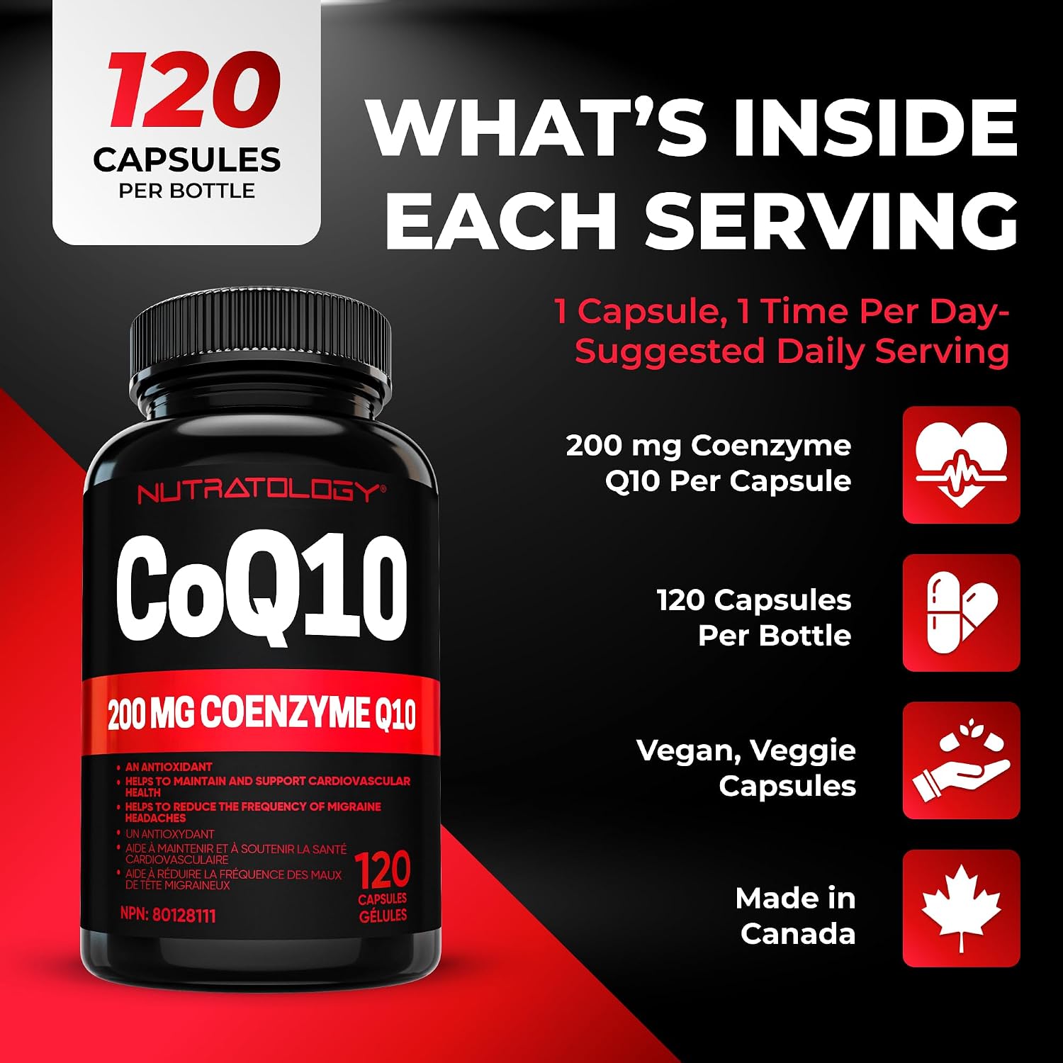 Detalle de Nutratology CoQ10 supplement 200 mg